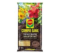 COMPO SANA Substrato Universal de calidad para macetas con 12 semanas de abono para plantas de interior, terraza y jardín, Substrato de cultivo, 5 L