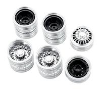 Componentes Auto RC Compatible con Tamiya 1/14 RC Remolque, Tractor, Camión, Piezas De Actualización Coche, Juego Completo Neumáticos Rueda, Delantera Y Trasera Metal, 6 Uds