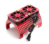Componentes Auto RC Compatible con Traxxas para X-Maxx 6S 8S para Arrma para Kraton 1/5 RC Car Upgrades Parts Metal Dual Cooling Fan 4985 1717 Motor Disipador De Calor(Red)