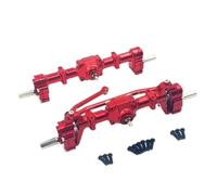 Componentes Auto RC Compatible con WPL C14 C24 C34 C44 C54 C64 C74 B14 B24 1/16 RC Piezas De Actualización De Coche Accesorios Eje De Portal Delantero Y Trasero De Metal(Red)