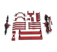 Componentes Auto RC Compatible con WPL C64 1/16 RC, Piezas De Mejora Coche, Pedales Pie Eje Delantero Y Trasero Metal, Varilla Tracción, Marco Suspensión, Base Timón(Red)