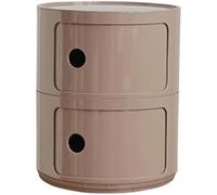 Componibili Bio Cabinet - Moderna mesa auxiliar naranja de 3 niveles, mesita de noche redonda con cajones y puerta corredera, contenedor versátil con 2/3/4 compartimentos para un almacenamiento