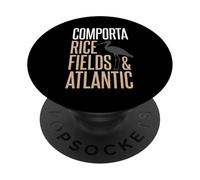 Comporta Portugal Campo de arroz y Silueta de cigüeña atlántica PopSockets PopGrip Adhesivo