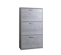Composad | Zapatero de la línea Flow con 3 Puertas, Doble Profundidad, Zapatero Ahorra Espacio, Espacio de Entrada, (LxAxP) 65 x 119 x 25 cm, Color Gris hormigón, Fabricado en Italia