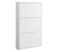 Composad | Zapatero Slim de la línea Espresso con 3 solapas, ahorrador de espacio, para entrada, trastero, (LxAxP) 65 x 105,5 x 15 cm, color blanco lacado, fabricado en Italia