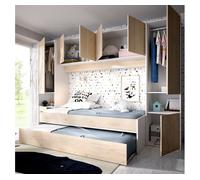 Composição de quarto com efeito madeira