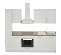 Composición de cocina Anton (Ancho: 250 cm, Blanco, Con electrodomésticos)