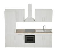 Composición de cocina Anton (Ancho: 270 cm, Blanco, Con electrodomésticos)