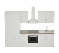 Composición de cocina Anton (Ancho: 300 cm, Blanco, Con electrodomésticos)