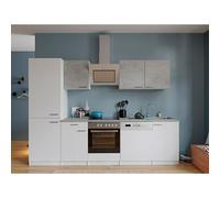 Composición de cocina Malia alto (Ancho: 280 cm, Blanco, Gris, Con electrodomésticos)