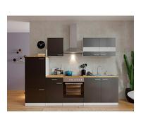 Composición de cocina Malia (Ancho: 270 cm, Gris, Con electrodomésticos, Decoración encimera: Efecto madera, Volumen horno: 72 l)