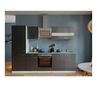 Composición de cocina Malia (Ancho: 270 cm, Gris, Decoración encimera: Efecto cemento, Con electrodomésticos, Volumen horno: 72 l)