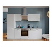 Composición de cocina Malia (Ancho: 280 cm, Blanco, Decoración encimera: Efecto cemento, Con electrodomésticos, Volumen horno: 72 l)