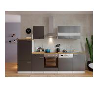 Composición de cocina Malia (Ancho: 280 cm, Gris, Con electrodomésticos, Decoración encimera: Efecto madera, Volumen horno: 72 l)