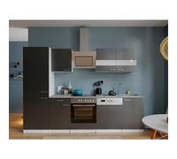 Composición de cocina Malia (Ancho: 280 cm, Gris, Decoración encimera: Efecto cemento, Con electrodomésticos, Volumen horno: 72 l)