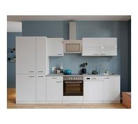 Composición de cocina Malia (Ancho: 300 cm, Blanco, Decoración encimera: Efecto cemento, Con electrodomésticos, Volumen horno: 72 l)
