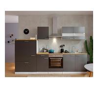 Composición de cocina Malia (Ancho: 300 cm, Gris, Con electrodomésticos, Decoración encimera: Efecto madera, Volumen horno: 72 l)