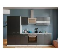 Composición de cocina Malia (Ancho: 300 cm, Gris, Decoración encimera: Efecto cemento, Con electrodomésticos, Volumen horno: 72 l)