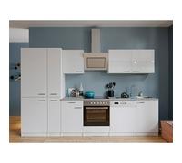 Composición de cocina Malia (Ancho: 310 cm, Blanco, Decoración encimera: Efecto cemento, Con electrodomésticos, Volumen horno: 72 l)