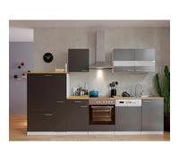 Composición de cocina Malia (Ancho: 310 cm, Gris, Con electrodomésticos, Decoración encimera: Efecto madera, Volumen horno: 72 l)