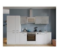 Composición de cocina Malia bajo (Ancho: 310 cm, Blanco, Gris, Con electrodomésticos)
