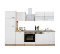 Composición de cocina Merle (Ancho: 280 cm, Blanco, Con electrodomésticos, Volumen horno: 72 l)
