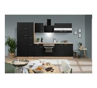 Composición de cocina Merle (Ancho: 300 cm, Negro, Con electrodomésticos, Volumen horno: 72 l)
