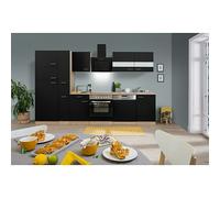 Composición de cocina Merle (Ancho: 310 cm, Negro, Con electrodomésticos, Volumen horno: 72 l)