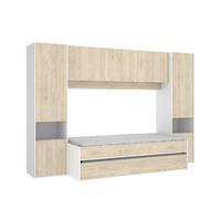 Composición de dormitorio kwai 2 camas con 6 armarios y 2 compartimentos blanco/natural