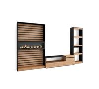 Composición de salón kroma 3 piezas natural/negro 185,9x322,9x34,6 cm