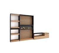 Composición de salón kroma 3 piezas natural/negro 185,9x322,9x34,6 cm