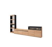 Composición de salón kroma con chimenea derecha natural 185,9x313,5x34,6 cm