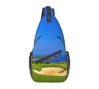 Composición del Campo de Golf en Rojo Amarillo Azul y Negro Bandolera Bandolera de Pecho para Hombre, Ligera, para Senderismo y Viajes