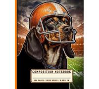 Composition Book: Tennessee Coonhound Football Notebook | Wide Ruled Blank Lined Writing Exercise Journal For Teen Boys, Dog Lovers, Students and Athletes | Cool Sports Gift for School