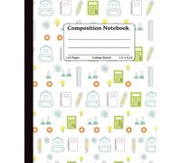 Composition College Ruled Notebook | 110 Wide Lined Pages | 7.5 x 9.25 Inch Size | Student Tools Pattern Notebook Journal for Back To School, Students ... for School & College | Perfect for Gifts