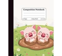 Composition College Ruled Notebook | 110 Wide Lined Pages Notebook | 9.25 x 7.5 Size | Beautiful piglets rolling happily Journal Notebooks for School Supplies, Home & Office | Perfect For Gifts