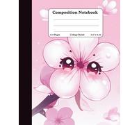 Composition College Ruled Notebook | 9.25 x 7.5 inch Size | 110 Wide Lined Pages Notebook | Cute kawaii cherry blossom flower Journal Notebooks for School Supplies, Home & Office | Made in USA