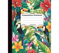 Composition College Ruled Notebook | 9.25 x 7.5 Size | 110 Wide Lined Pages Notebook | Beautiful Tropical Birds Notebooks for School Supplies, Home & Office