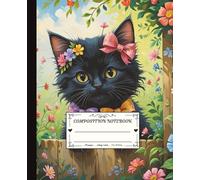 Composition Notebook 110 pages College Ruled: Cozy Kitten Collection : Ebony Twinkle, Cute Black Kitten Notebook with Colourful and Joyful Design