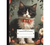 Composition Notebook 110 pages College Ruled: Cozy Kitten Collection : Velvet Mist, Cute Black & White Kitten Notebook with Elegant and Dreamy Design