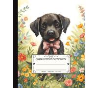 Composition Notebook 110 pages College Ruled: Puppy Charms Collection : Midnight Muddle, Cute Black Puppy Notebook with Whimsical and Magical Design