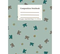 Composition Notebook 110 pages/ Quad Ruled Paper/ 7.5 x 9.25 in: Dark Green Bow Grid Graph Paper Notebook ( journal / cuaderno ) (Bow and Flora)