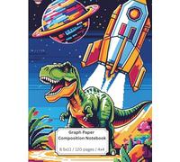 Composition Notebook: 4x4 Graph Paper | 8.5 x 11 Inches | 120 Pages | Fun Pixel Dino in Space Cover | Great for Math, Drawing, and Creative Projects