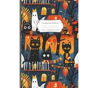 Composition Notebook: 6x9 College Ruled Notebook with Black Cat Night Cover - Perfect for Spooky Notes, Creative Writing, and Halloween Journaling