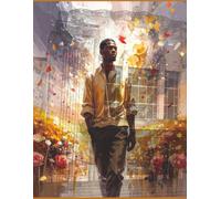 Composition Notebook 8.5"x11", 200 pages (100 sheets) of wide rule paper with label on back. Fashion image "Golden Man " on the front.