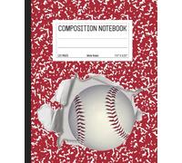 Composition Notebook: Baseball Red Marble Design | 7.5" x 9.25” Shoot Through the Cover Sports Themed Journal with 120 Wide Ruled Pages for Boys - Girls - Kids - Teens | Sports Collection
