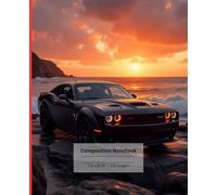 Composition Notebook: Black Dodge Challenger Demon at Ocean Beach at Sunset Journal Notebook for Kids | 110 pages, 7.5 x 9.25"