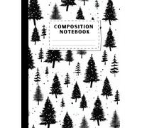 Composition Notebook: Blank College Ruled | Holiday Black Christmas Tree Modern Pattern | 8.5in x 11 in. 150 Pages Journal Organizer for School, College, University, Office, Work
