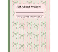 Composition Notebook: Blush Pink & Mint Green Girly Aesthetic Bow, College Wide Ruled Journal