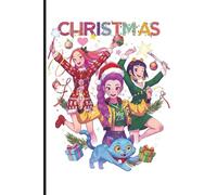 Composition Notebook: Christmas Writing Notebook With Kawaii Anime Girls & Cat, Xmas K Pop Character